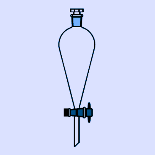 SEPARATING FUNNEL, PEAR SHAPE (With PTFE Stopcock & Interchangeable Glass Stopper)