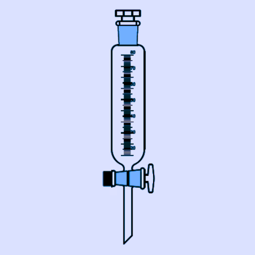DROPPING FUNNEL, CYLINDRICAL (Graduated with Glass Stopcock & Interchangeable Glass Stopper)