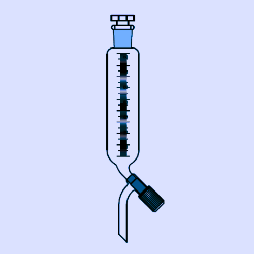 DROPPING FUNNEL, CYLINDRICAL (Graduated with Needle Valve Stopcock & Interchangeable Glass Stopper)