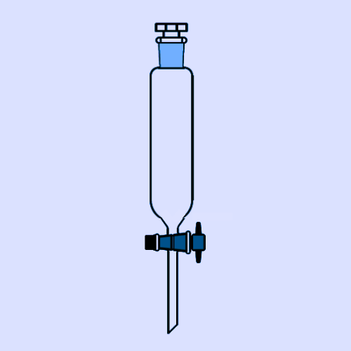 DROPPING FUNNEL, CYLINDRICAL (With PTFE Stopcock & Interchangeable Glass Stopper)