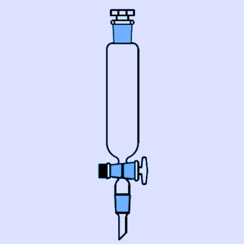 DROPPING FUNNEL, CYLINDRICAL (With Glass Stopcock, Interchangeable Glass Stopper & Stem with Cone)