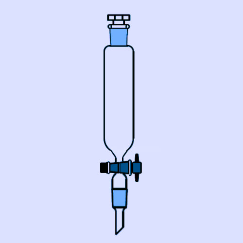 DROPPING FUNNEL, CYLINDRICAL (With PTFE Stopcock, Interchangeable Glass Stopper & Stem with Cone)
