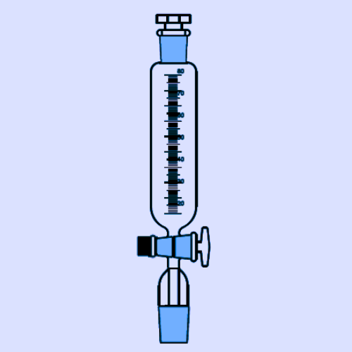 DROPPING FUNNEL, CYLINDRICAL (Graduated With Glass Stopcock, Interchangeable Glass Stopper & Stem inside Cone)