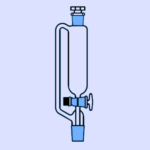 PRESSURE EQUILISING FUNNEL, CYLINDRICAL (With Glass Stopcock, Interchangeable Glass Stopper & Stem inside Cone)