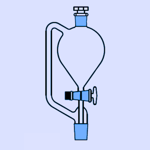 PRESSURE EQUILISING FUNNEL, PEAR SHAPE (With Glass Stopcock, Interchangeable Glass Stopper & Stem inside Cone)