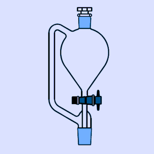PRESSURE EQUILISING FUNNEL, PEAR SHAPE (With PTFE Stopcock, Interchangeable Glass Stopper & Stem inside Cone)