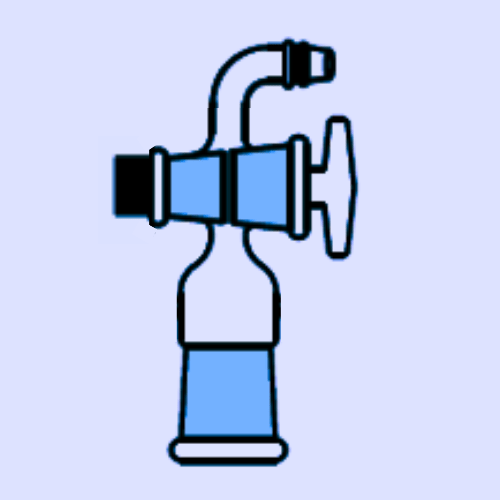ADAPTERS, SOCKET TO RUBBER TUBING, RIGHT ANGLE CONNECTION (With Glass Stopcock)